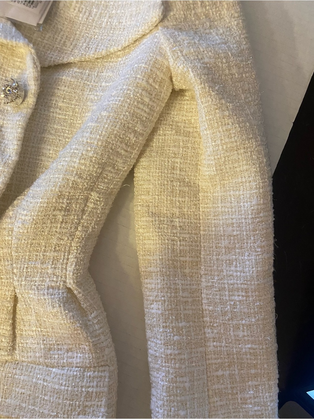 NWT - Self-Portrait Double-Breasted Boucle Tweed Cream Minidress, Size US 2 - Picture 12 of 16